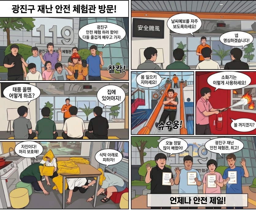 안전교육과 더불어 태풍대피, 선박탈출, 소화기 사용법 및 지진대피 훈련을 직접 체험하며 일상 속 위기 상황에 대처하는 실전 안전 수칙을 완벽하게 익혔습니다.
